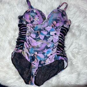 Torrid Purple Floral One Piece Swimsuit